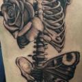Flower Skeleton Thigh tattoo by Pete the Thief