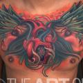 Chest Heart Women Wings tattoo by The Art of London