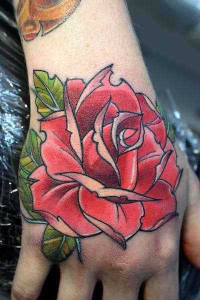 Flower Hand Rose Tattoo by Electrographic Tattoo