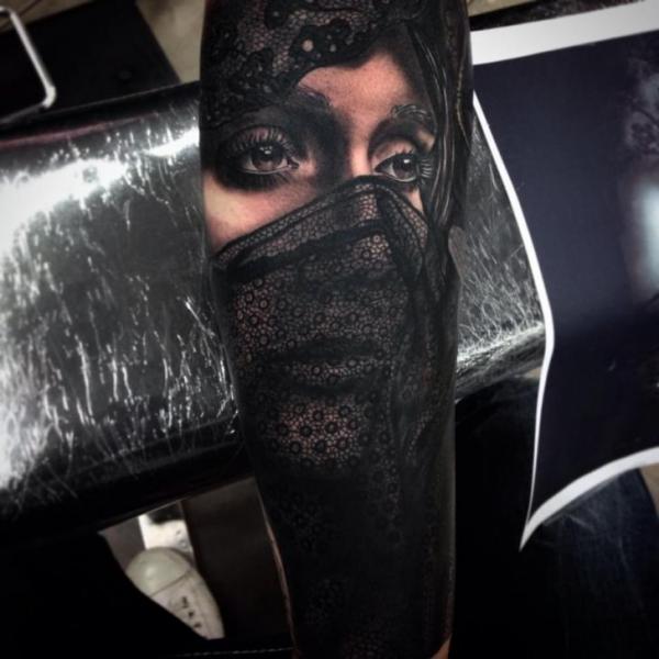 Arm Realistic Women Tattoo by Drew Apicture