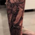 tatuaggio Realistici Polpaccio Gufo di Drew Apicture