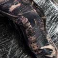 tatuaje Pierna Samurai por Drew Apicture