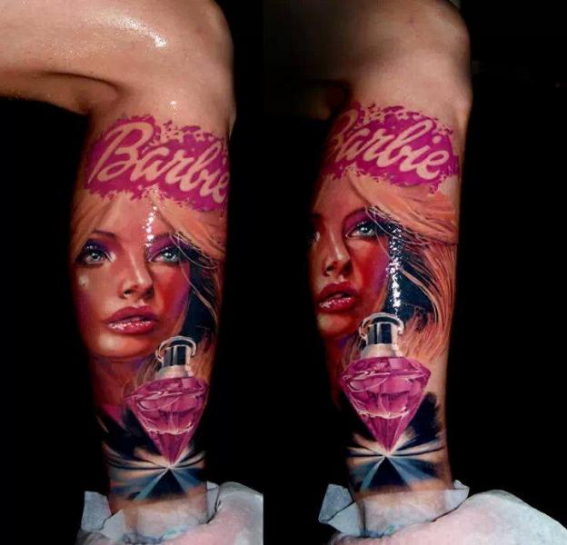 Leg Diamond Barbie Tattoo by Samuel Potuček Tattoo