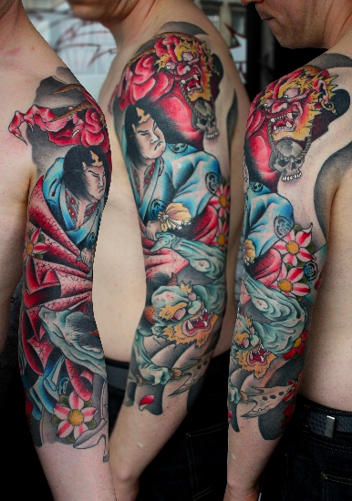 Arm Japanische Samurai Tattoo von Custom Ink Tattoo