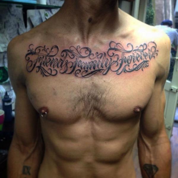 Chest Lettering Fonts Tattoo by Rock n Ink Tattoo