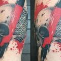 Arm Skull Trash Polka tattoo by Last Angels Tattoo