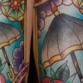New School Leuchtturm Regenschirm tattoo von Last Angels Tattoo