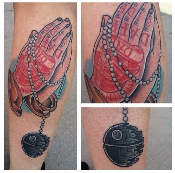 Arm Praying Hands Tattoo by Last Angels Tattoo