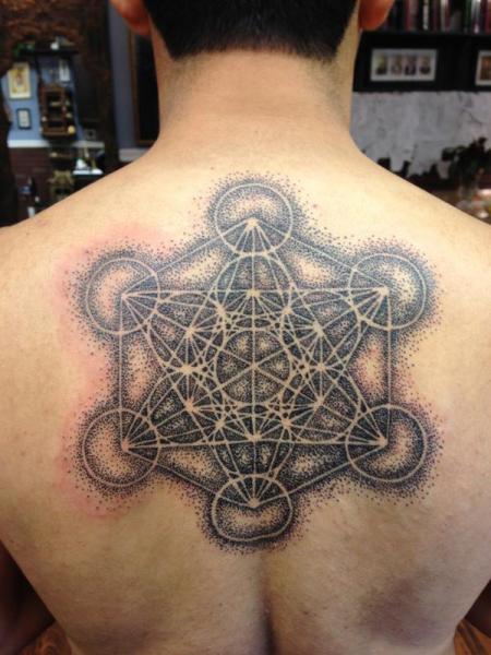 Back Dotwork Geometric Tattoo by Anthony Ortega