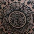 Geometric Thigh Mandala tattoo by Anthony Ortega