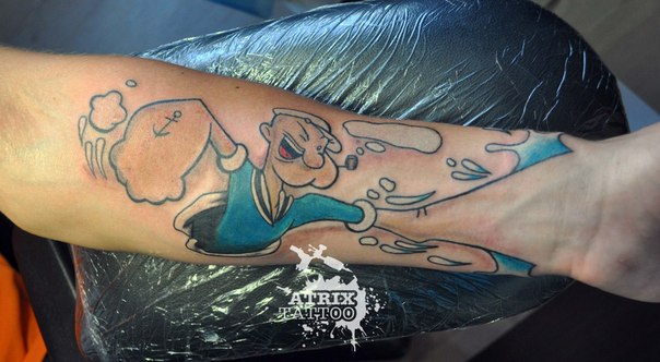 Arm Popeye Tattoo by Atrixtattoo