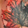 Shoulder Realistic Leaf tattoo by Atrixtattoo