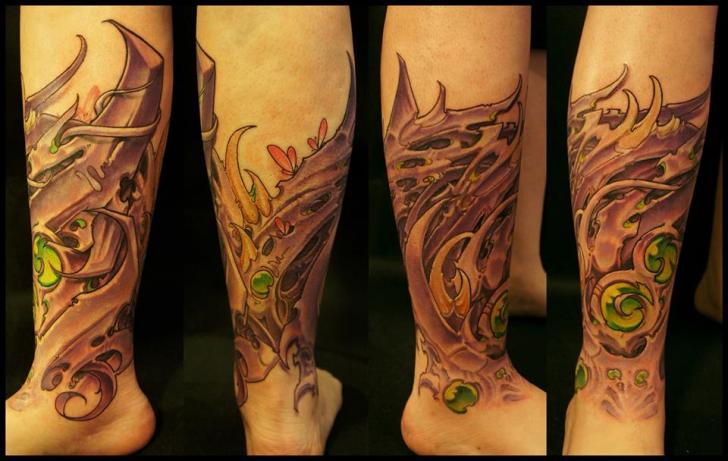Biomechanical Calf Tattoo by White Rabbit Tattoo
