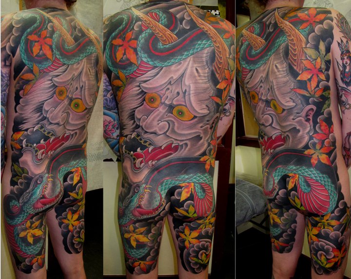 Snake Japanese Back Demon Butt Body Tattoo by Dagger & Lark Tattoo