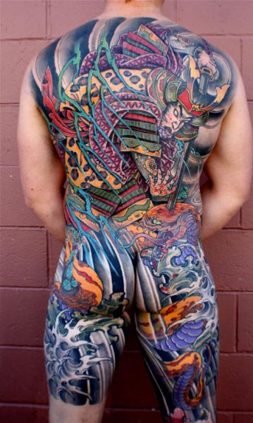 Tatuaje Japoneses Espalda Samurai Culo por Dagger & Lark Tattoo