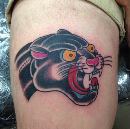 Arm Old School Panther Tattoo by Devils Ink Tattoo