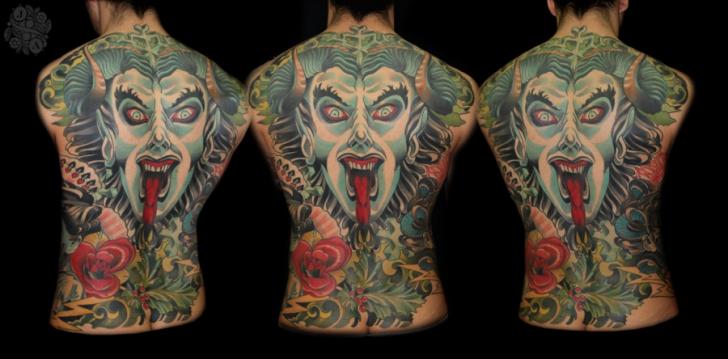 Tatuaje Espalda Demonio por Devils Ink Tattoo