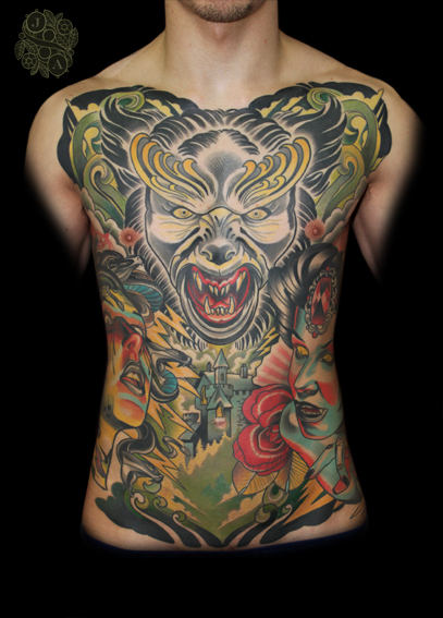 Tatuaje Pecho Demonio Vientre por Devils Ink Tattoo
