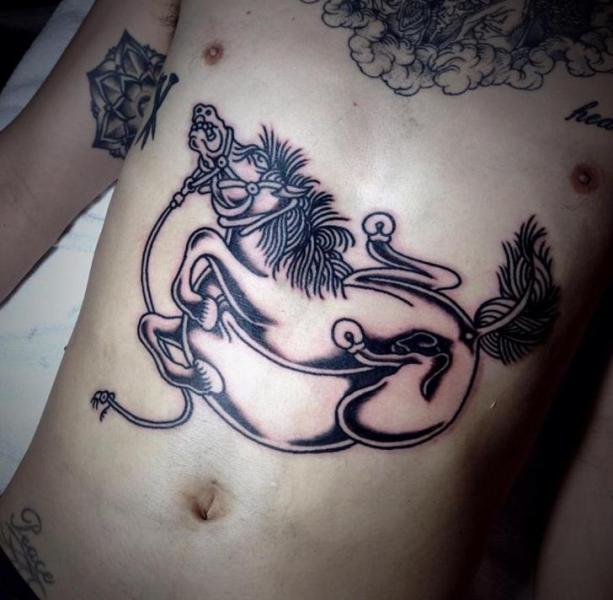 Belly Horse Tattoo by Hidden Moon Tattoo
