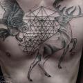 Brust Eulen Dotwork Reh tattoo von Hidden Moon Tattoo