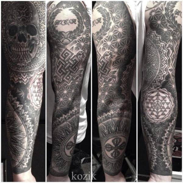 Dotwork Sleeve Tattoo by Hidden Moon Tattoo