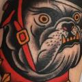 Arm Old School Dog Helmet tattoo by Chapel Tattoo