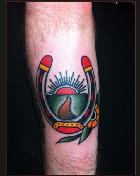 Arm Old School Horseshoe Tattoo by Chapel Tattoo