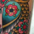 Arm New School Owl tattoo by Chapel Tattoo