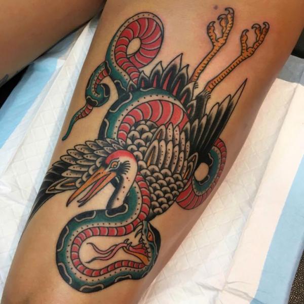 Arm Snake Old School Bird Tattoo by Chapel Tattoo
