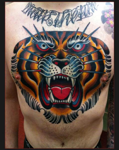 Chest Tiger Tattoo by Chapel Tattoo