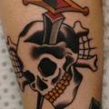 Old School Skull Dagger tattoo by Chapel Tattoo