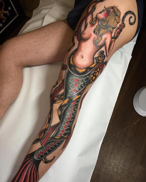 Leg Mermaid Tattoo by Chapel Tattoo