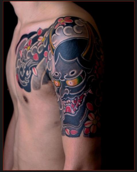 Shoulder Japanese Demon Tattoo by Chapel Tattoo