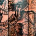 Shoulder Flower Skull tattoo by Chapel Tattoo