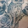 Flower Side Owl tattoo by Chapel Tattoo