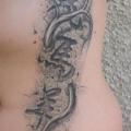 Side Lettering tattoo by Bodliak Tattoo