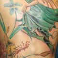 Fantasy Flower Back Fairy tattoo by Herzstich Tattoo