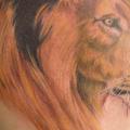 Realistic Back Lion tattoo by Herzstich Tattoo