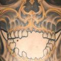 Totenkopf Rücken tattoo von Herzstich Tattoo