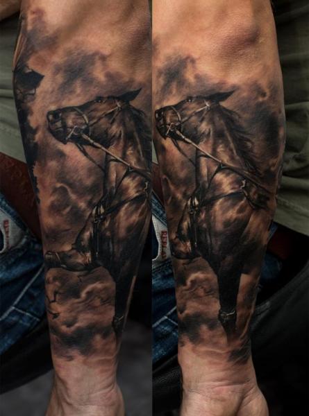 Arm Realistic Horse Tattoo by Domantas Parvainis