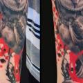 Arm Totenkopf Eulen tattoo von Jamie Lee Parker