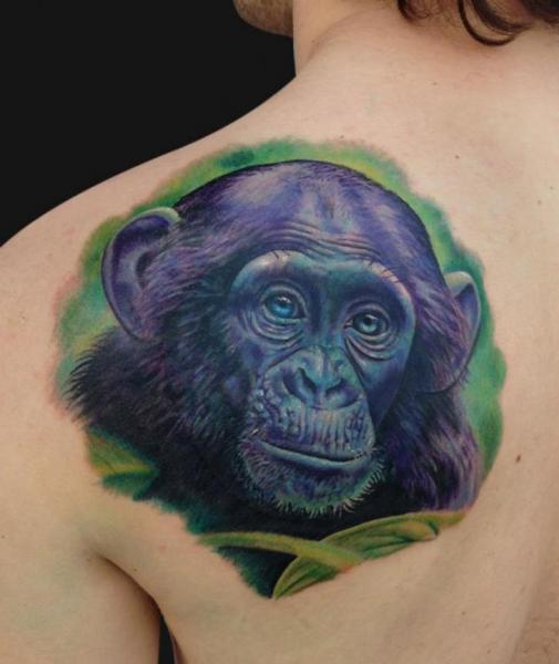 Tatuaggio Realistici Schiena Scimmia di Jamie Lee Parker