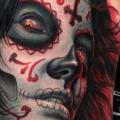 tatuaje Hombro Cráneo mexicano por Jamie Lee Parker