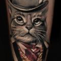 tatuaje Brazo Gato sombrero por Pawel Skarbowski