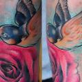 Arm Flower Bird tattoo by Pawel Skarbowski