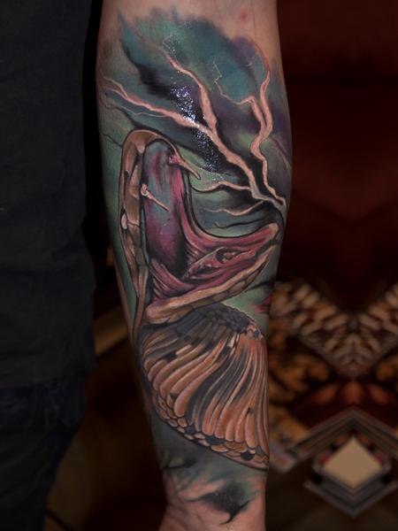Arm Realistic Snake Tattoo by Pawel Skarbowski