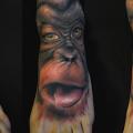 Realistic Foot Monkey tattoo by Pawel Skarbowski
