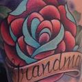Arm New School Flower tattoo by Powerline Tattoo