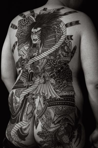 Japanische Rücken Samurai Tattoo von RG74 tattoo