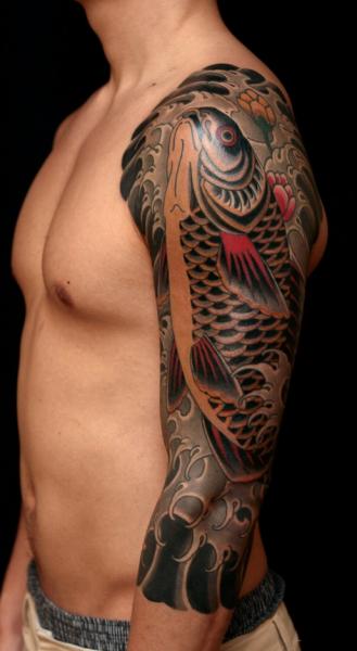 Shoulder Japanese Carp Tattoo by RG74 tattoo